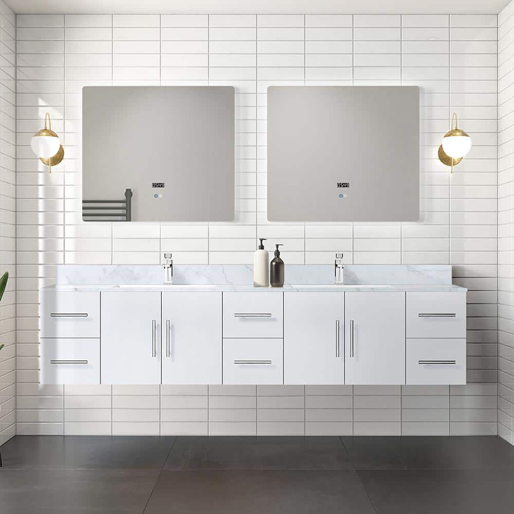 Geneva 84 in. W x 22 in. D Glossy White Double Bath Vanity without Top -  Lexora, LG192284DM00000