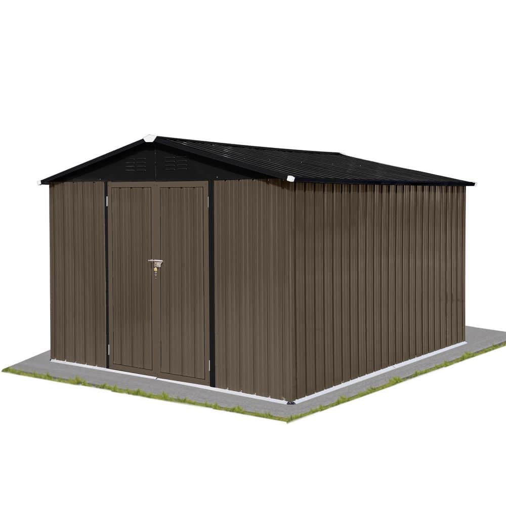 Metal garden sheds 10ftx8ft outdoor storage sheds Brown + Black price history on PriceWatchPro