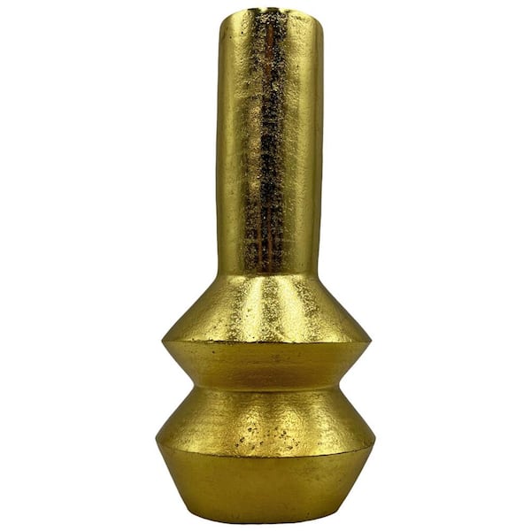 castellousa 12 in. Decorative Metal Modern Vase in Gold