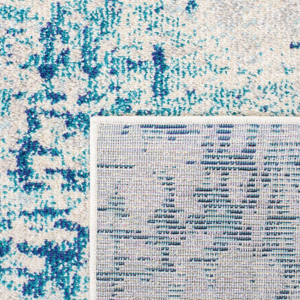 Ivory and Turquoise Square Abstract Synthetic Area Rug