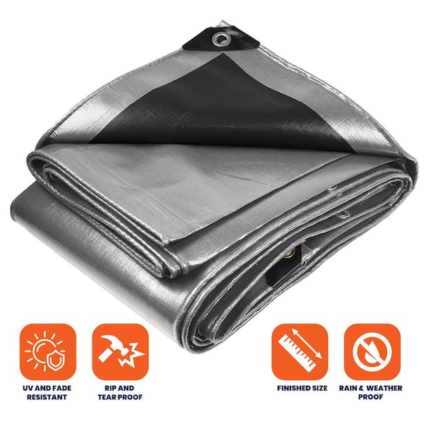 TARPCO SAFETY 24 ft. x 36 ft. Silver/Black 14 Mil Heavy Duty