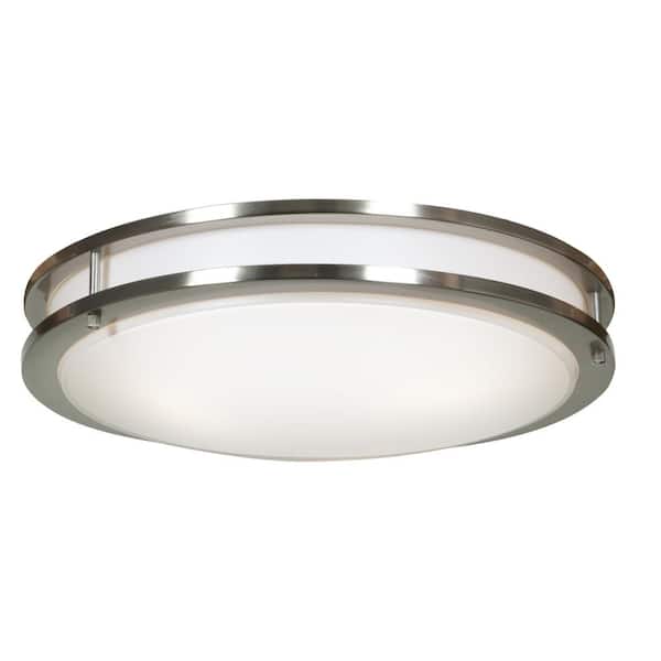 Access Lighting Solero 30-Watt 18 in. Brushed Steel Integrated LED Flush Mount