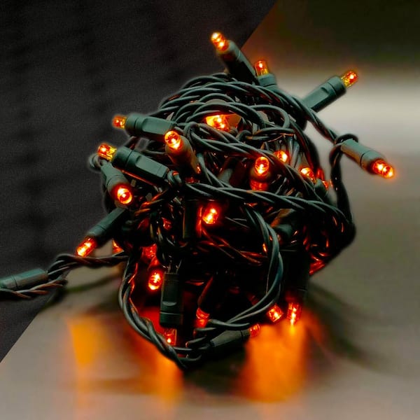 HOLIDYNAMICS HOLIDAY LIGHTING SOLUTIONS Orange 5 mm LED Mini Lights with 4 in. Spacing (Set of 50)