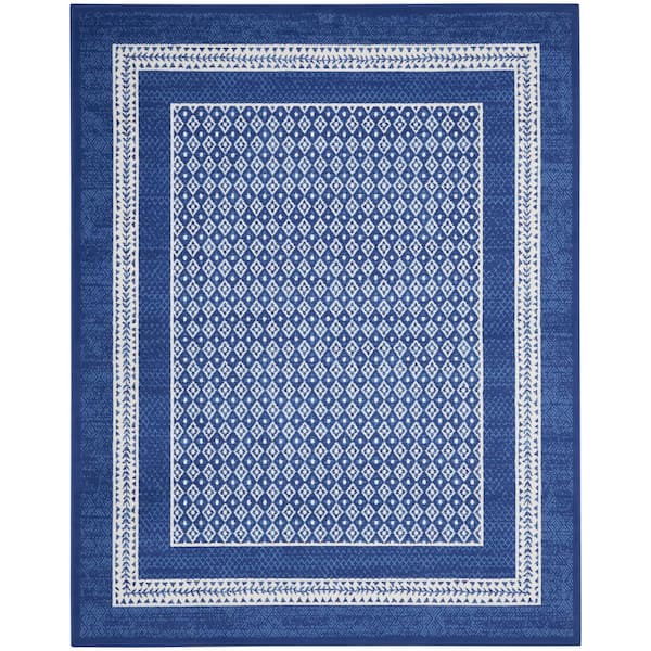 Nourison Whimsicle Navy 9 ft. x 12 ft. Geometric Contemporary Area Rug