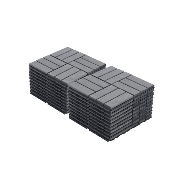 Siavonce 1 ft. x 1 ft. Wood Premium Interlocking Deck Tiles, Quick DIY Installation for Patio in Gray (20 sq. ft. Per Box)