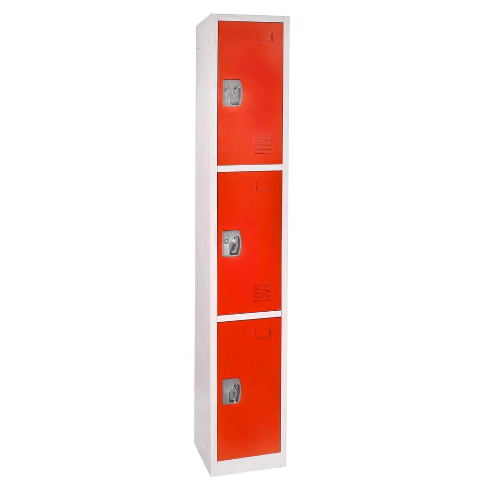 AdirOffice 72 In H X 12 In W X 12 In D Triple Compartment Steel Tier   Red Adiroffice Lockers 629 203 Red 64 1000 