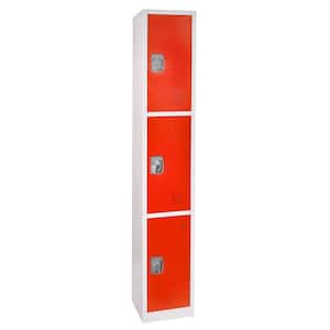 629-Series 72 in. H 3-Tier Steel Key Lock Storage Locker Free Standing Cabinets for Home, School, Gym in Red