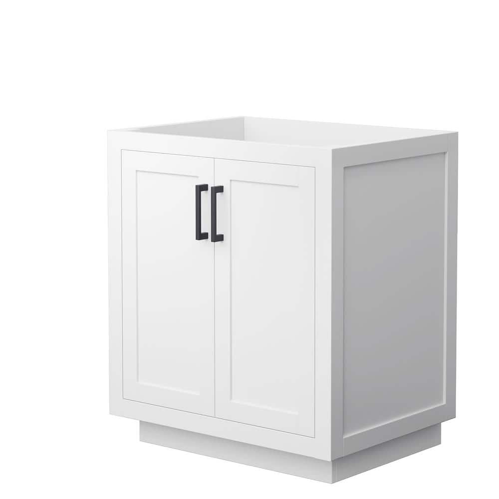 White Matte Black Trim Freestanding Single Bathroom Vanity