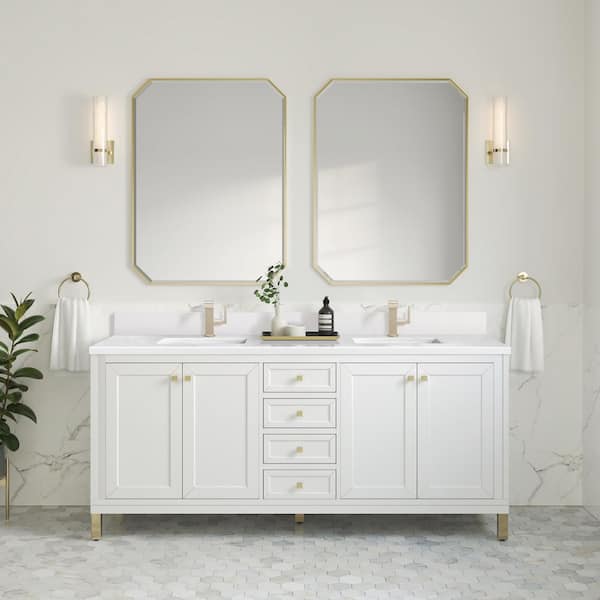 Chicago 72.0 in. W x 23.5 in. D x 32.8 in. H Bath Vanity Cabinet Without Top in Glossy White