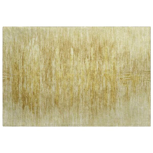Dream Shag Premium Machine Washable Abstract ADS806 Gold 2 ft. x 3 ft. Accent Rug
