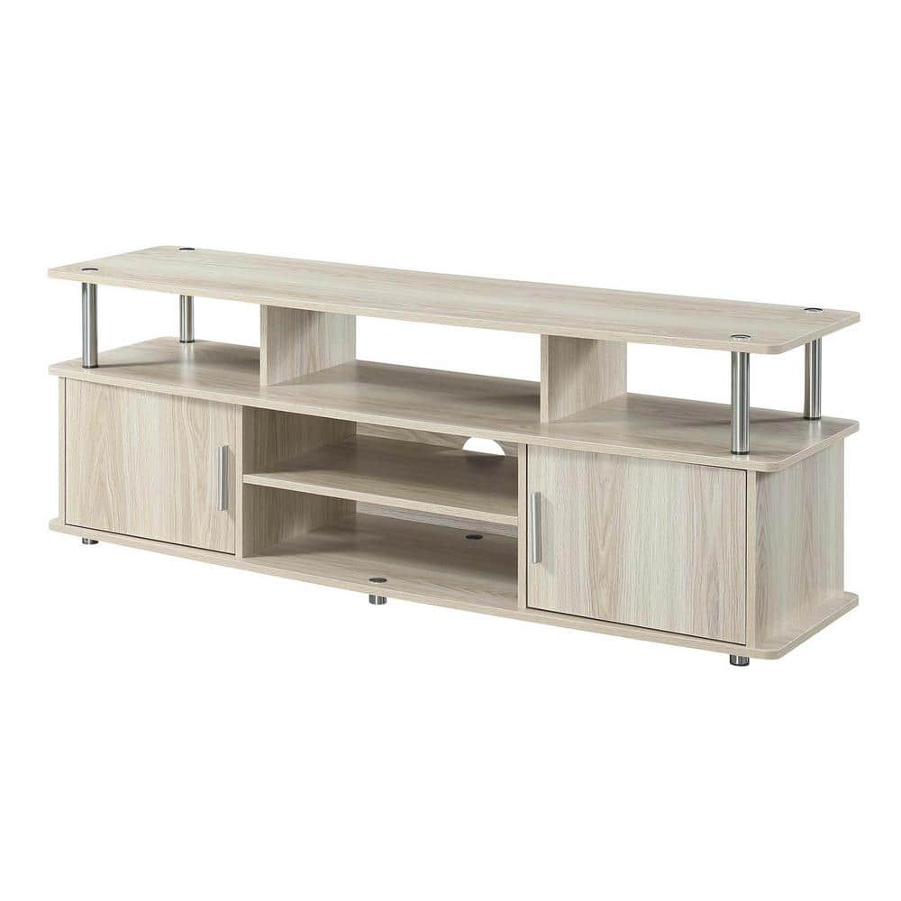 Elegant Ice White 59" TV Stand with Cabinet Storage