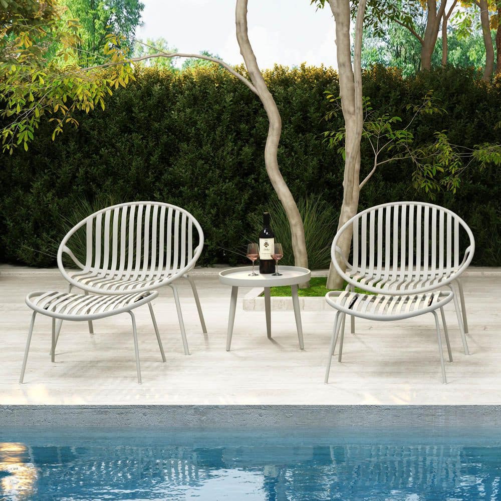 Jamesdar Rio Cement Gray Stackable Lounge Chair Set of 2