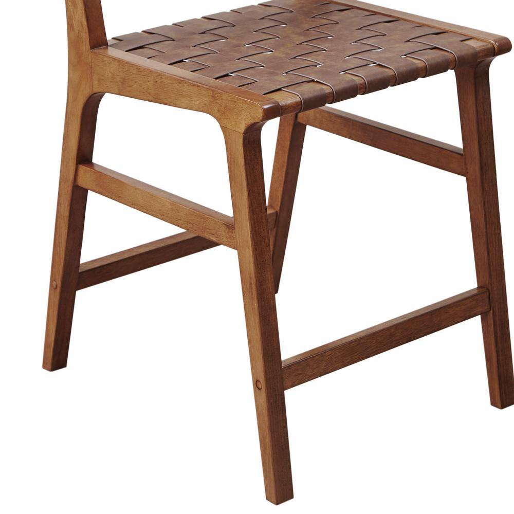 Oslo 24" Brown Faux Leather Woven Counter Stool