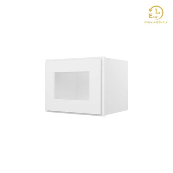 HOMLUX Easy-DIY 15 in. W x 12 in. D x 12 in. H Plywood Ready to Assemble Wall Kitchen Cabinet in Royal White Glass Not Included