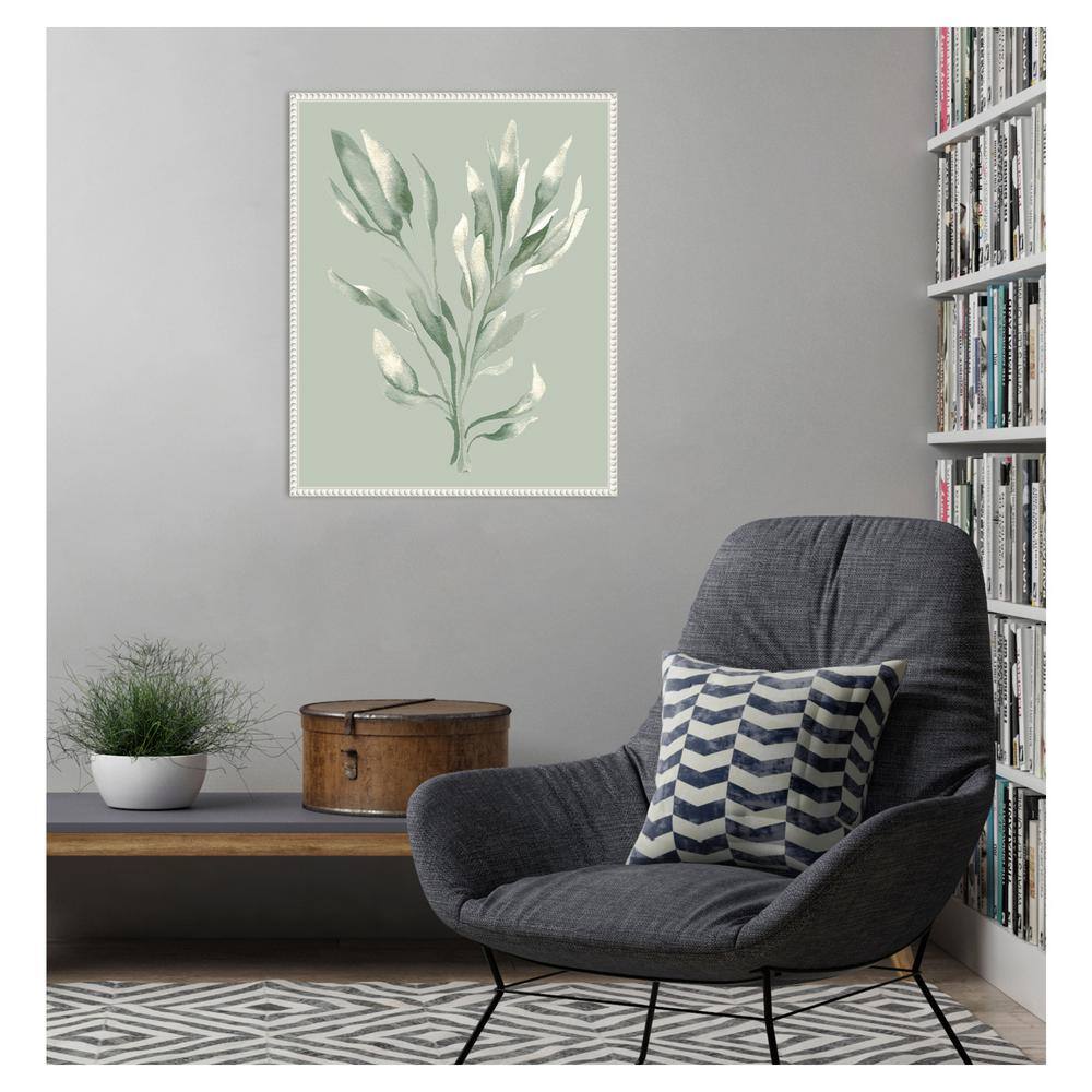 Tonal Green Ferns Beaded Framed Canvas Wall Art