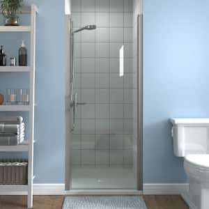 32 in. W x 72 in. H Pivot Semi-Frameless Alcove Shower Door Sweep Bath Panel in Nickel with Clear Glass for Shower Room