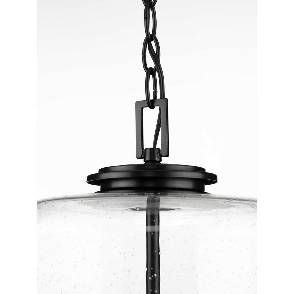 Winslett Matte Black 3-Light Pendant with Seeded Glass Shade