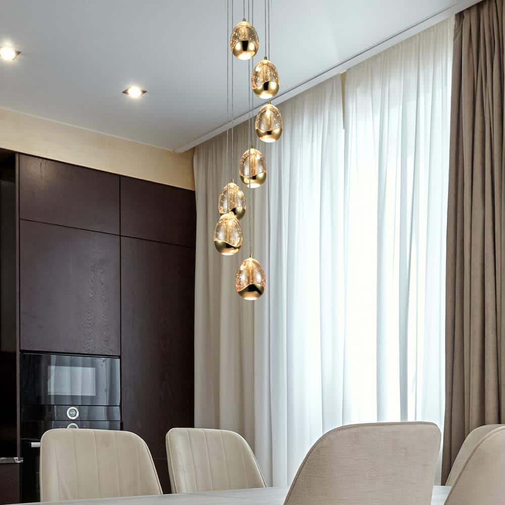 Venezia Champagne Glass Teardrop LED Chandelier in Gold