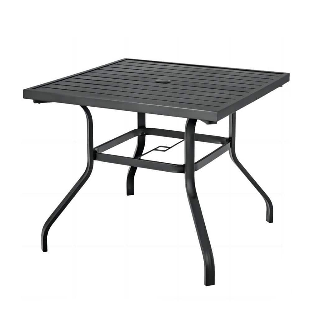 ANGELES HOME 37 in. Square Metal Outdoor Dining Table 4Person Table