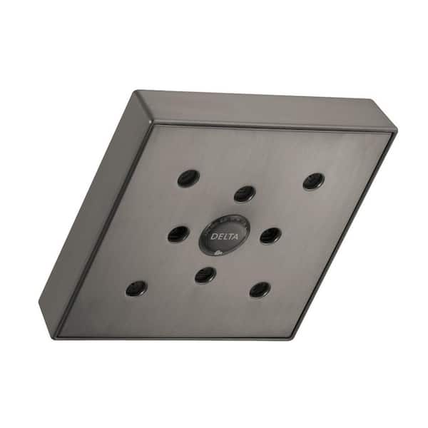Delta 1-Spray Patterns 1.75 GPM 6 in. Wall Mount Fixed Shower Head with H2Okinetic in Lumicoat Black Stainless