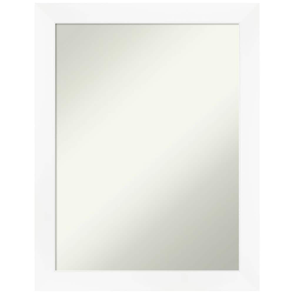 White Matte Rectangular Wall-Mounted Bathroom Vanity Mirror