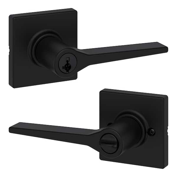 Kwikset Hollis Matte Black Keyed Entry Door Lever Featuring SmartKey Security