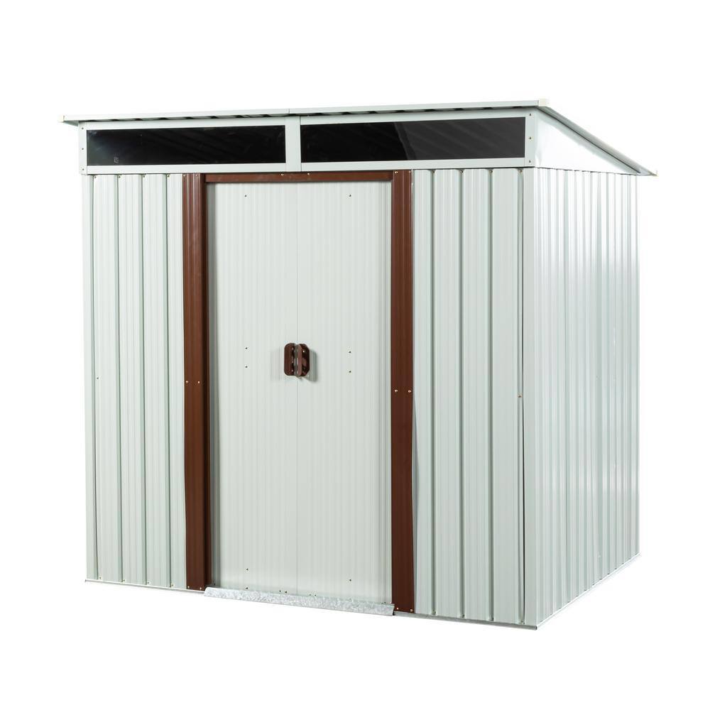 6 ft. W x 5 ft. D Outdoor Metal Storage Shed with Transparent Plate, for Garden Backyard, White (30 sq. ft.) price history on PriceWatchPro