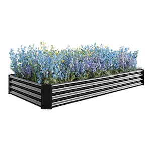 7.6 ft.L x 3.7 ft.W Metal Rectanglar Outdoor Raised Planter Box Garden Bed for Plants, Vegetables, and Flowers in Black