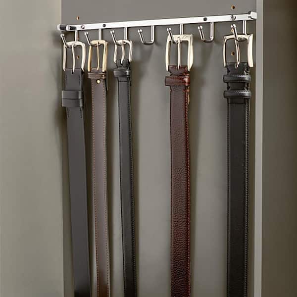 Sidelines 1.47 in. W x 13.46 in. D Chrome Steel Wall Mount 7-Hook Belt Rack for Custom Closet Systems