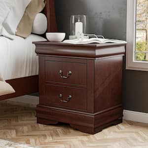 Burkhart Cherry 2-Drawer 21.63 in. W Nightstand