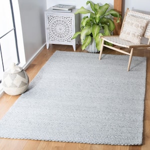 Marbella Silver/Gray 6 ft. x 9 ft. Striped Solid Color Area Rug