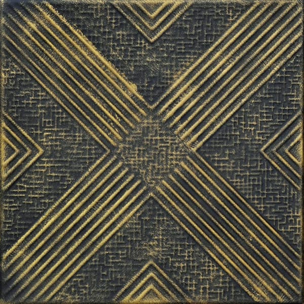 A La Maison Ceilings Hidden Treasure Black Brass 1.6 ft. x 1.6 ft. Decorative Foam Glue Up Ceiling Tile (21.6 sq. ft./case)