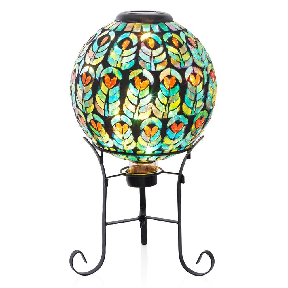 Alpine Corporation Gazing Globe with Peacock Feather Design with Metal ...