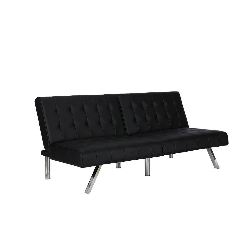DHP Eva Black Faux Leather Futon DE74200 The Home Depot