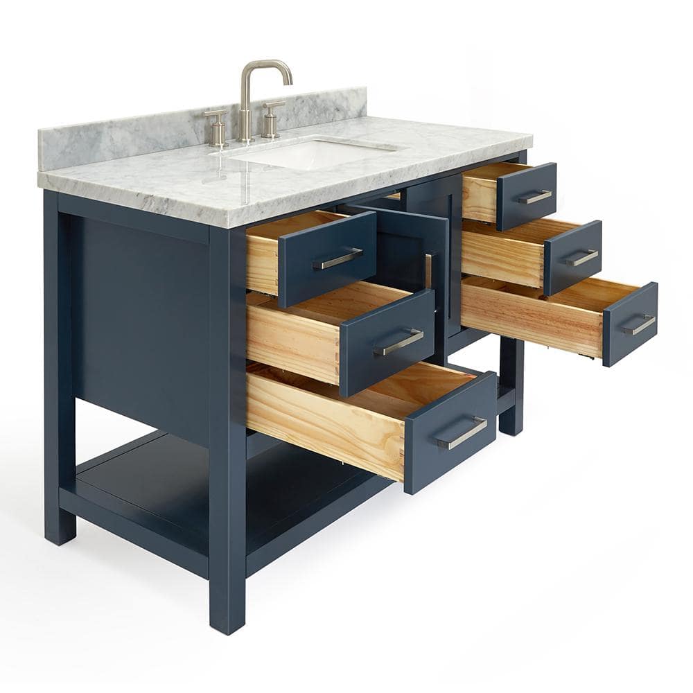 Magnolia Midnight Blue 49" Single Bathroom Vanity with Marble Top