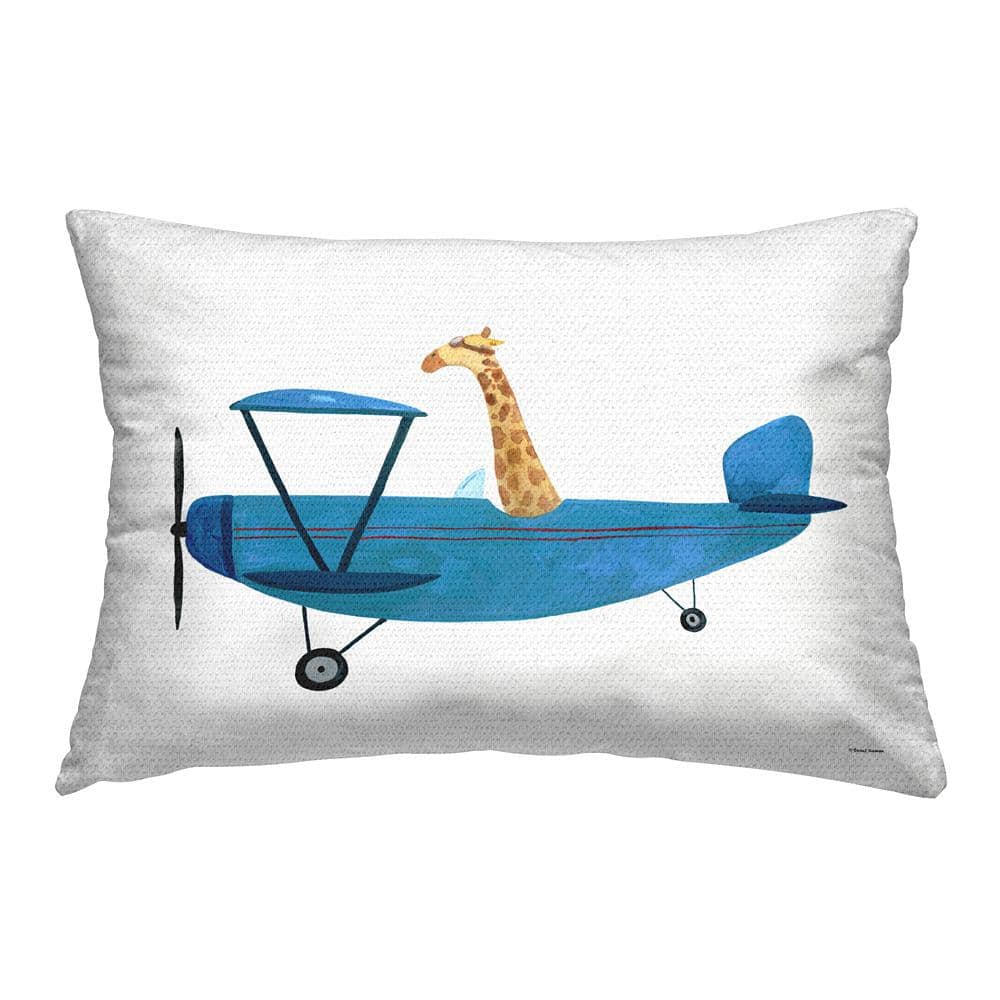 Giraffe Airplane Pilot Blue Rectangular Outdoor Throw Pillow price history on PriceWatchPro