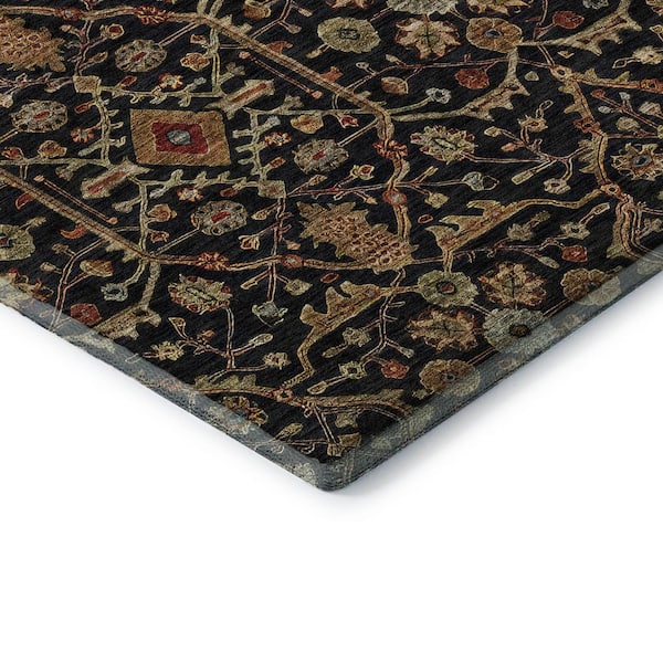 Mayfield Premium Machine Washable Abstract AMF1130 Black 2 ft. 3 in. x 7 ft. 6 in. Runner Rug