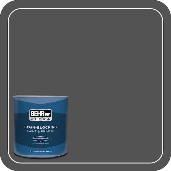 BEHR ULTRA 1 qt. #BXC-30 Black Space Extra Durable Satin Enamel Interior Paint & Primer