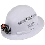 Hard Hat, Vented, Full Brim with Rechargeable Headlamp