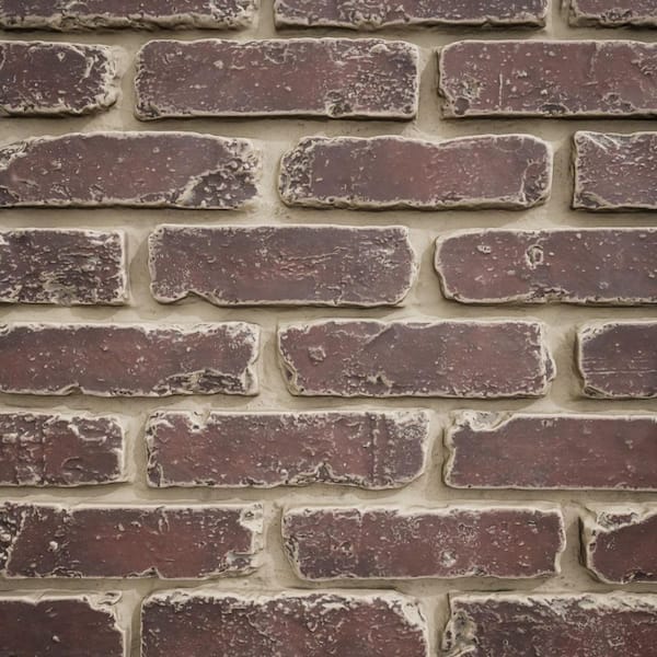 EverStone Aged Brick Faux Brick Panel, 46 7/8"W x 27"H x 1 1/4"D, Merlot Color