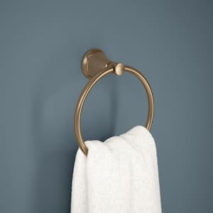 Lorna Wall Mounted Round Closed Towel Ring Bath Hardware Accessory in Champagne Bronze