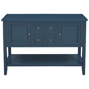 46 in. Navy Rectangle Wood Console Table with Bottom Shelf