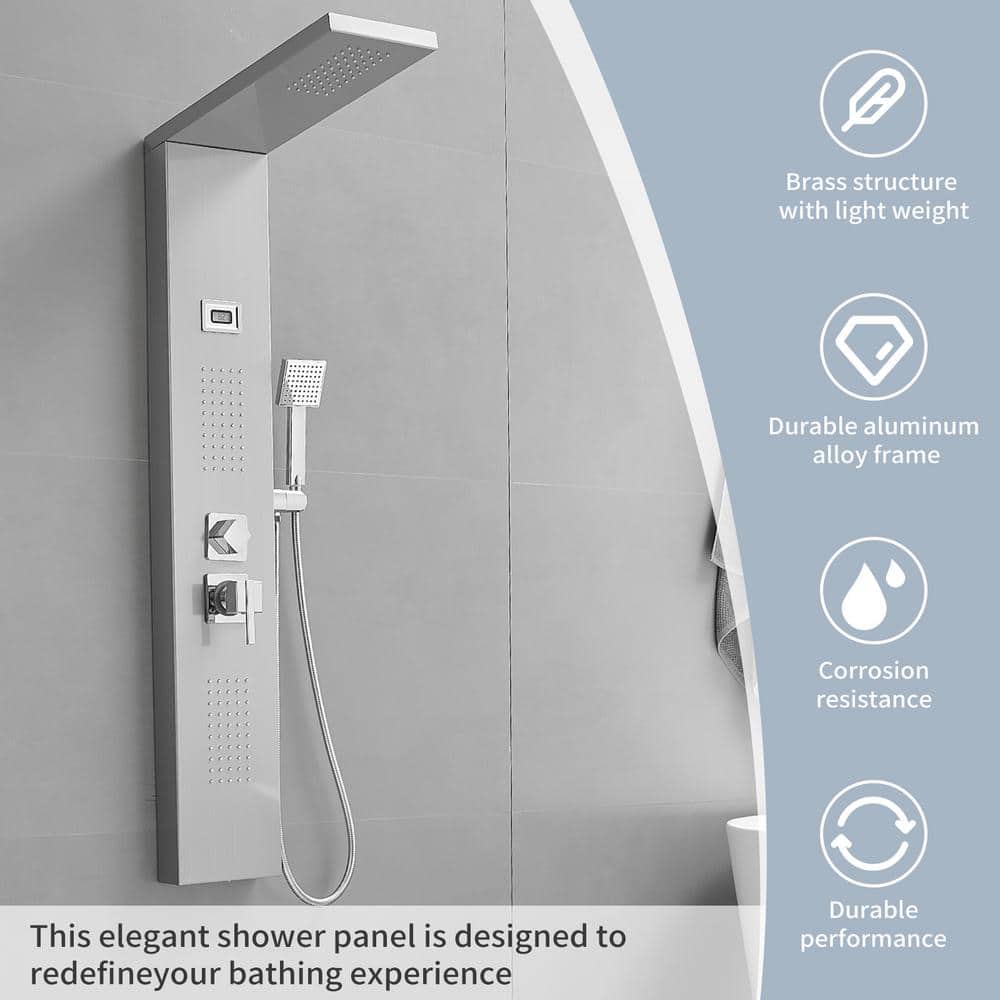 Nickel Chrome 2-Jet Rainfall Shower Panel System with Handheld Wand