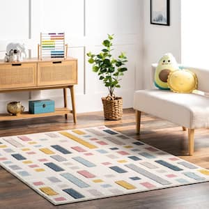 Sandrine Scattered Blocks Kids Multicolor 5 ft. x 8 ft. Mid-Century Modern Area Rug