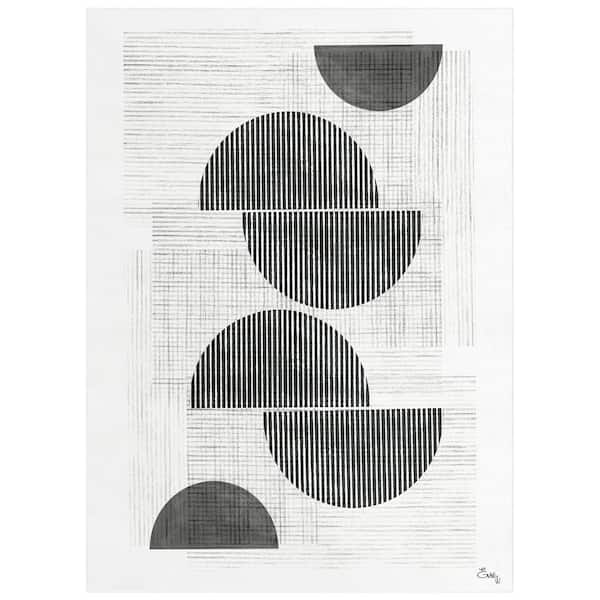 Grey Retro 8 ft. x 10 ft. Modern Washable Geometric Art Area Rug