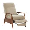 Full view of the beige recliner chair.