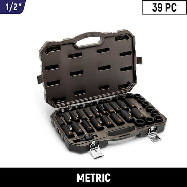 1/2 in. Drive 6-Point Metric Hi-Viz Standard and Deep Impact Socket Set (39-Piece)