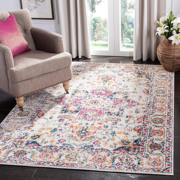 Madison Fuchsia/Ivory 3 ft. x 5 ft. Distressed Border Area Rug