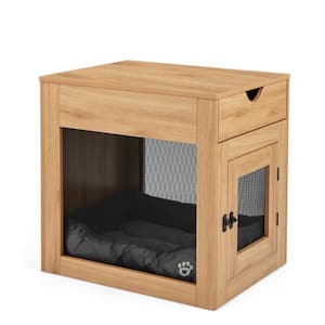 Natural Furniture Style Dog Kennel with Drawer and Removable Dog Bed