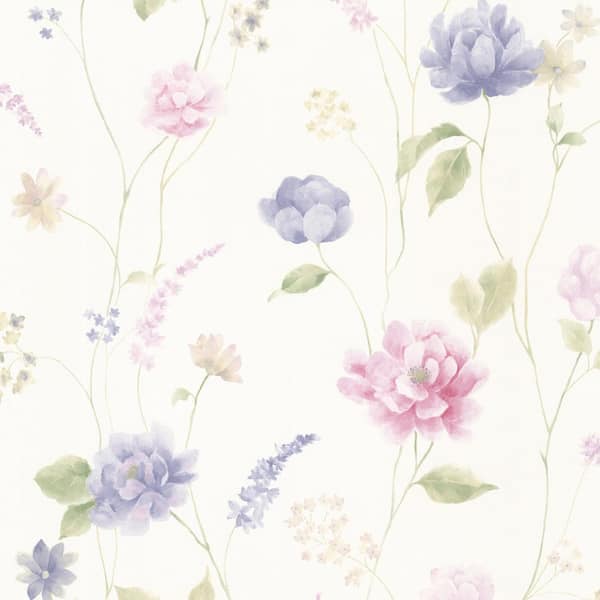 Brewster Hanne Blue Floral Pattern Vinyl Peelable Roll Wallpaper (Covers 56.4 sq. ft.)